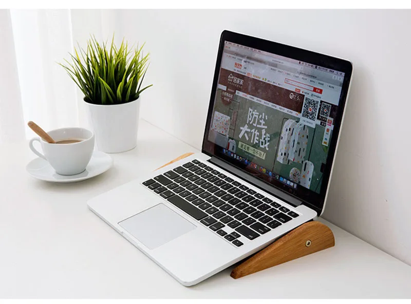 Vmonv Increased Height Cooling Bamboo Laptop PC Stand for Macbook Air Pro Retina Vertical Base Bracket for 15 Inch Notebook PC