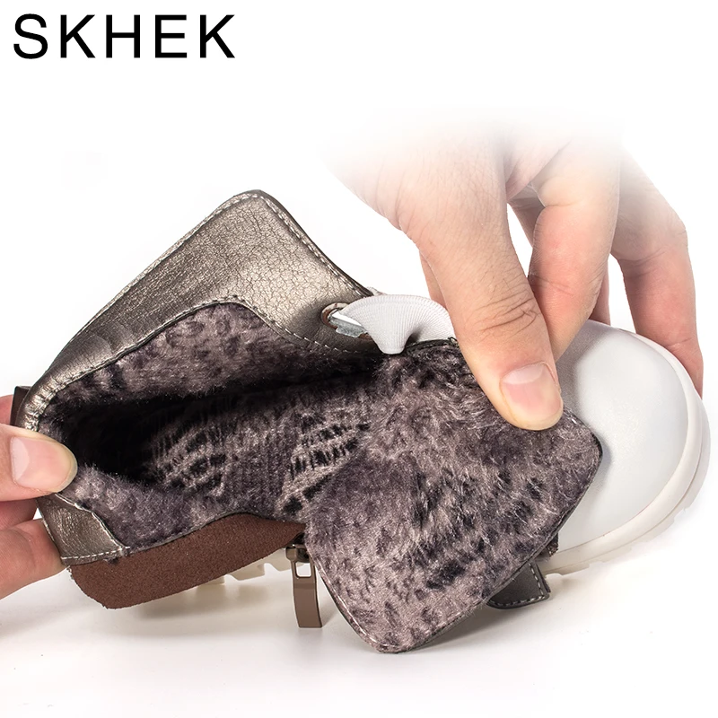 SKHEK/Водонепроницаемые зимние ботинки для мальчиков и девочек детская обувь из искусственной кожи теплые плюшевые ботинки на резиновой подошве; сезон осень-зима; пистолет для мальчиков