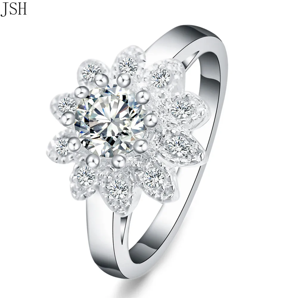 Оптовая продажа красивое серебряное кольцо с кристаллом благородный цветок