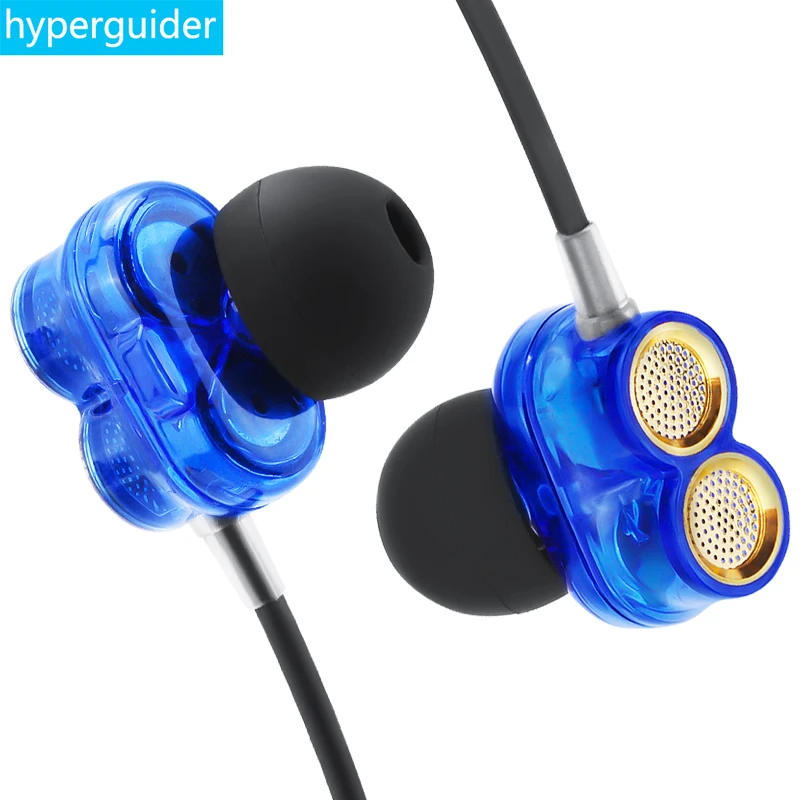 hyperguider Dual Dynamic Earphone in Ear with MIC Controller Deep Bass Stereo HIFI for Xiaomi Huawei Meizu iPhone | Электроника