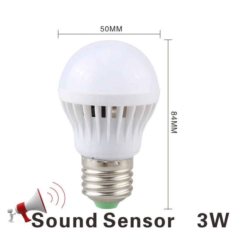 3W Sound Sensor Светодиодный PIR датчик движения лампа 3 Вт 5 Вт 220 В светодиодный светильник 7 Вт 9 Вт автоматический умный светодиодный PIR инфракрасный звуковой светильник E27 датчик движения светильник - Испускаемый цвет: 3W Sound Sensor