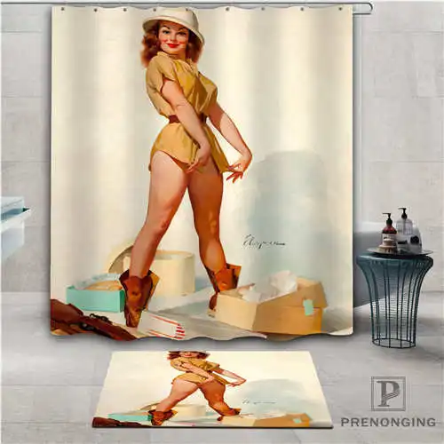 На заказ pin-up (1) водонепроницаемый занавеска для душа коврик двери домашняя Ванна