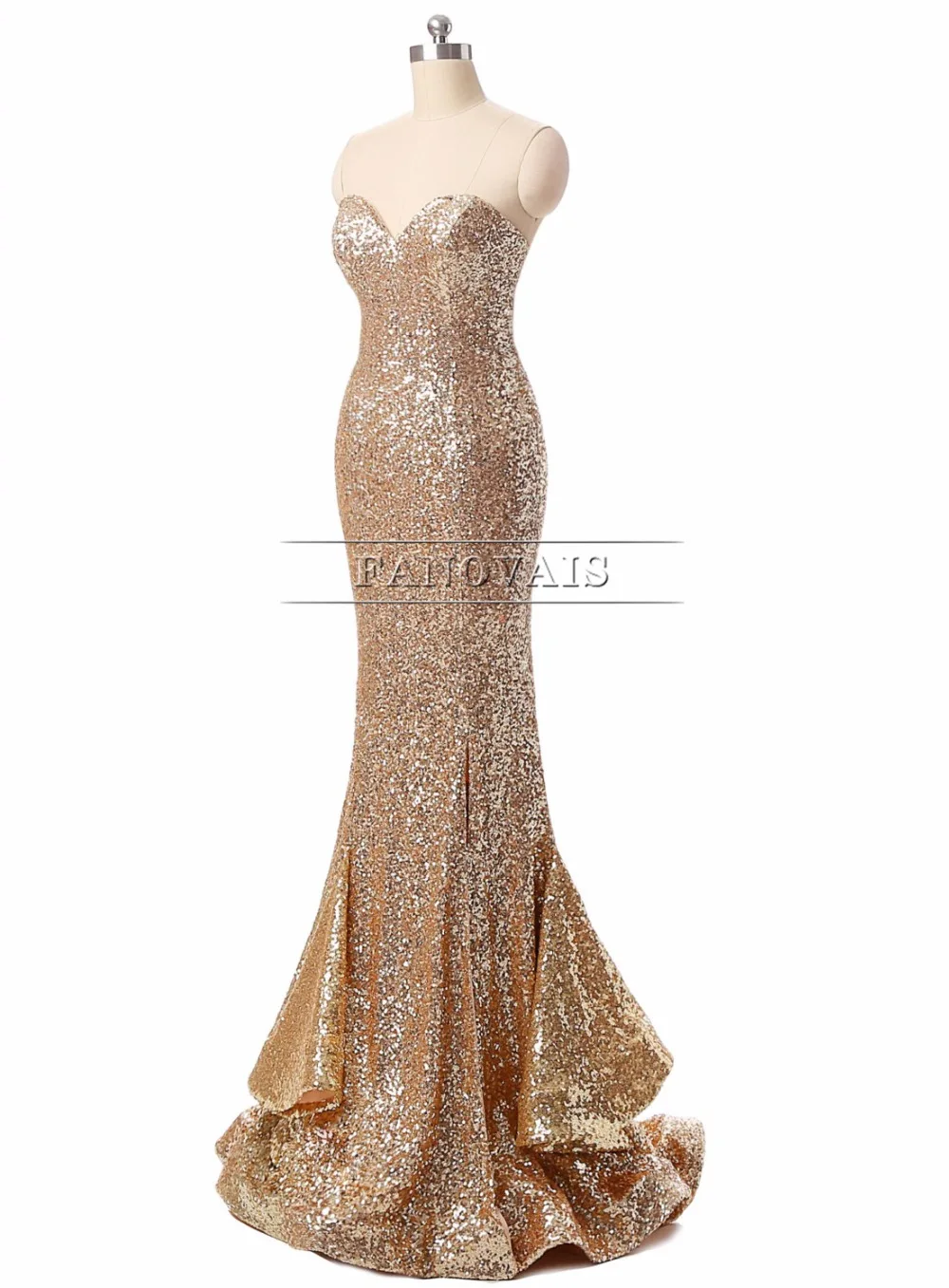 Женское вечернее платье с юбкой годе длинное блестками и многоярусным низом