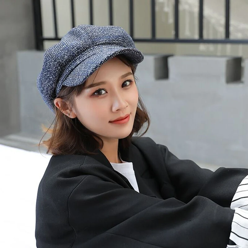 Женские шерстяные фетровые береты Высококачественная осенне зимняя шапка