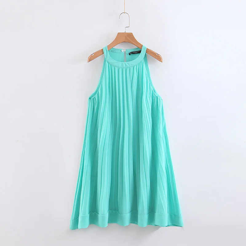 Новое летнее женское милое желтое плиссированное платье без рукавов с оборками