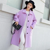 Temperament Autumn And Winter New Woolen Coat 2018 Fashion Lapel Solid Color Loose Long Sleeve Long Women's Wool Coat