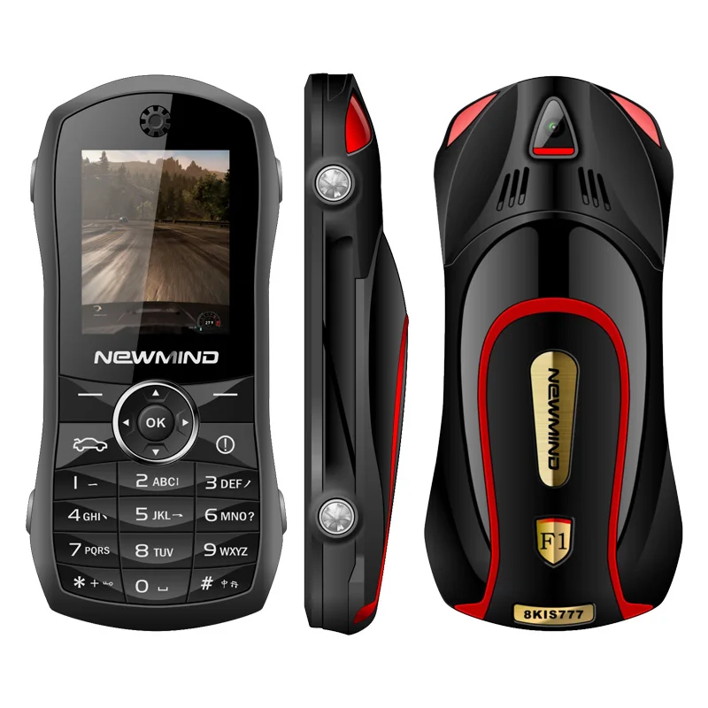 Мобильный телефон Mosthink Newmind F1+ в форме автомобиля с диагональю экрана 1,77 дюйма, двумя SIM-картами и универсальной моделью GSM-сотового телефона для пожилых людей.