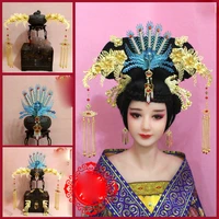 a278 blue phoenix tiara qing dynasty imitate diancui empress princess tiara hair accessory tv play stage photography hat