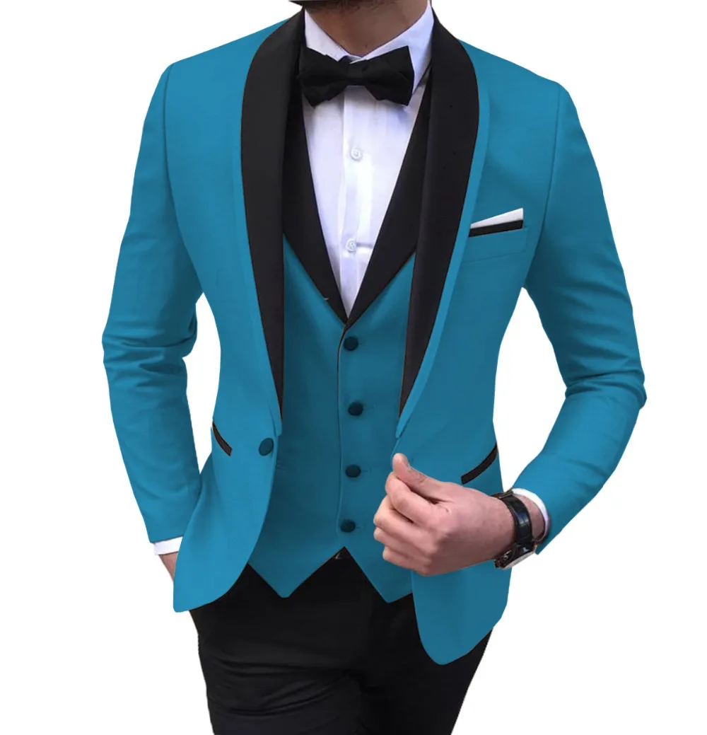 Для мужчин костюмы 3 предмета в комплекте Slim Fit повседневное бизнес женихов Серый Зеленый Шампанское нагрудные смокинги для