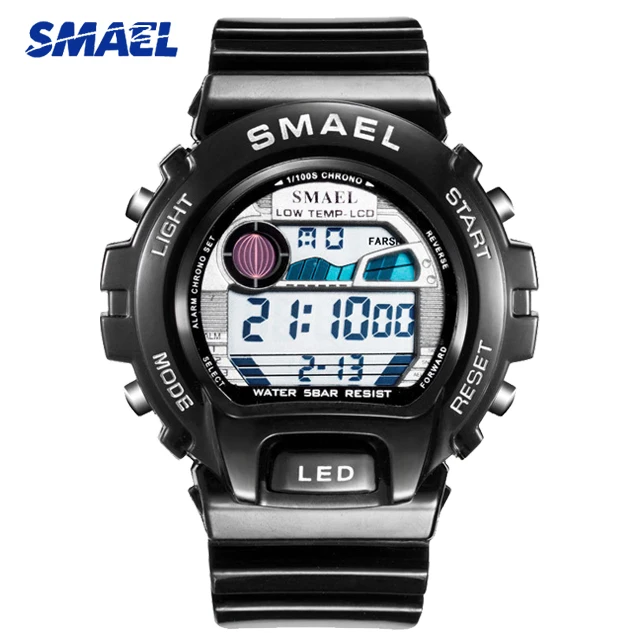 Black Silver Watch SMAEL модные белые женские часы Лидирующий бренд Роскошные Цифровые Кварцевые женские наручные часы повседневные женские часы Relogio Feminino - Цвет: Black Silver Watch
