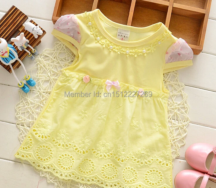 Free shipping Summer Kids Clothing New Style Girls Dress Hollow flouncing Baby T-Shirt 4 colors | Детская одежда и обувь