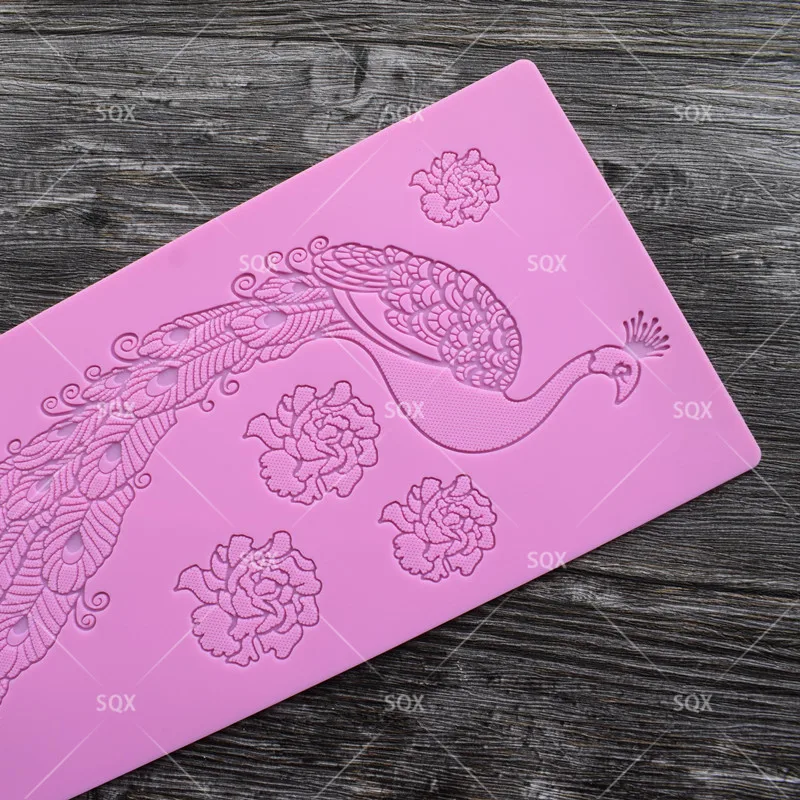 ГОРЯЧАЯ Павлин с кружевным краем силиконовый кружевы плесени сахарная кружевная