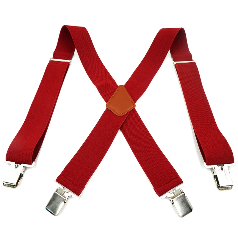 

Man's Suspenders 4 clips Leather Braces 2019 Hot Sale Strong 4clasps Casual Suspensorio Trousers Strap 5*120cm Gift For Father