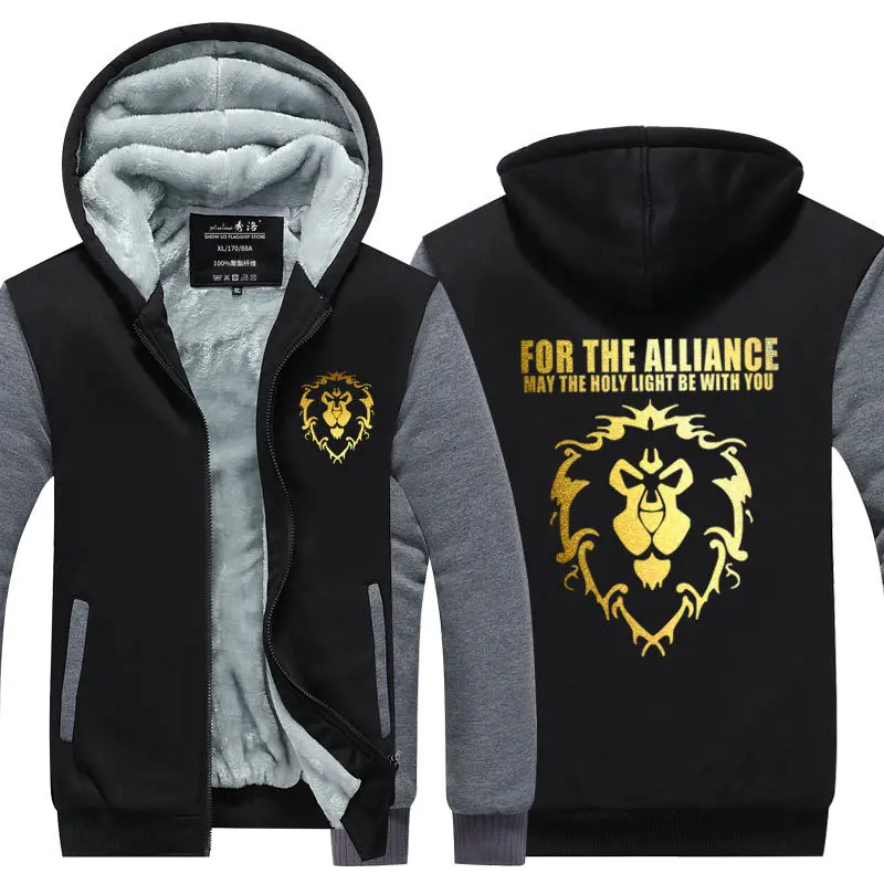 COSREA Alliance orde, зимняя теплая куртка для мужчин, World Of Warcraft, флисовая мужская толстовка с капюшоном, Dota2, Мужская утепленная толстовка, пальто