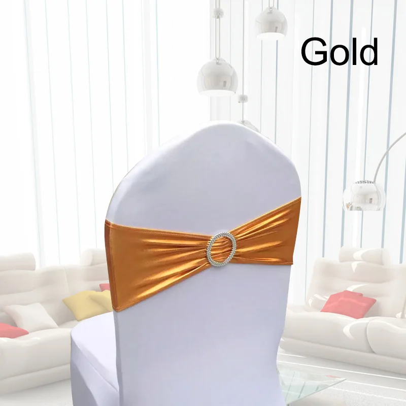 100 ⑤ упак. блестящая бронзовая эластичная Съемная повязка на стул с круглой