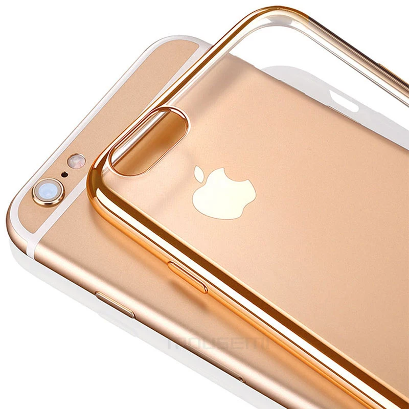 Роскошные позолоченные прозрачные силиконовые чехлы из ТПУ для iPhone 6 6S plus 7 Plus