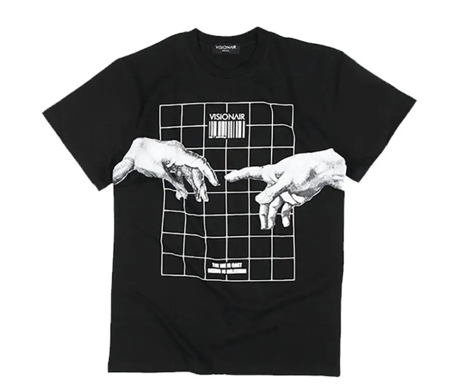 

Women Plaid Hand Print Casual t-shrit