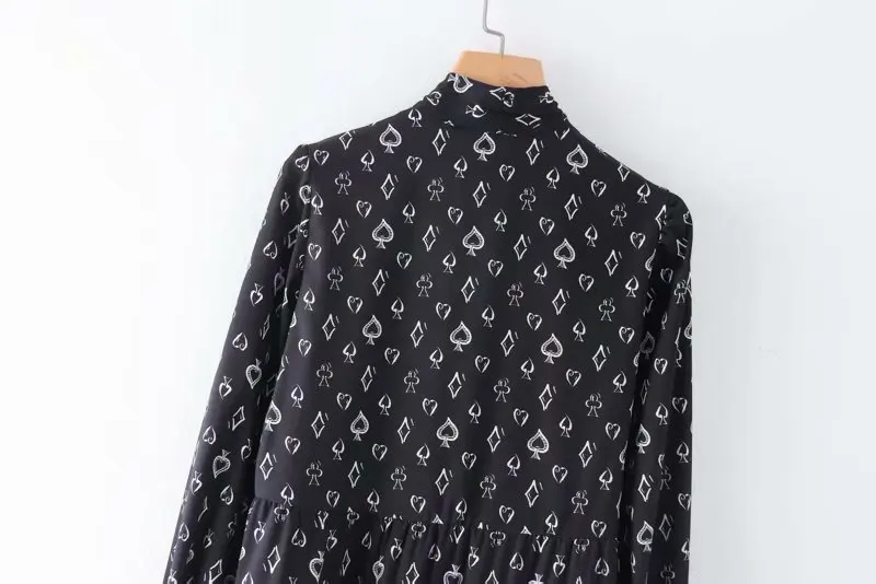 Женское винтажное плиссированное платье с длинными рукавами и принтом женское