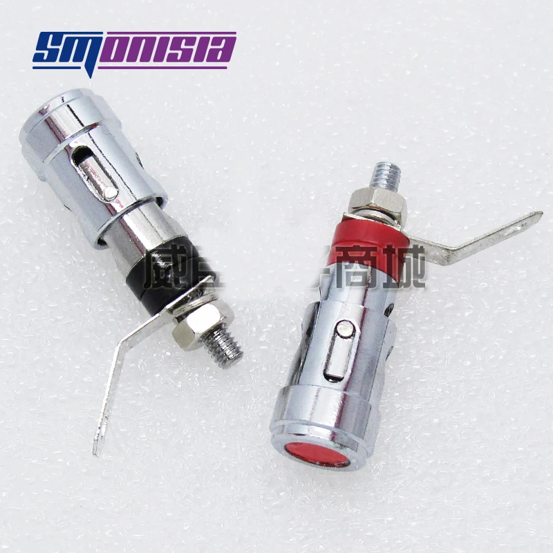 smonisia 5pcs-50pcs Binding Post Press Spring Self Lock Quick Socket Large Nickel-plated Terminal Copper Speaker Amplifier Jack |