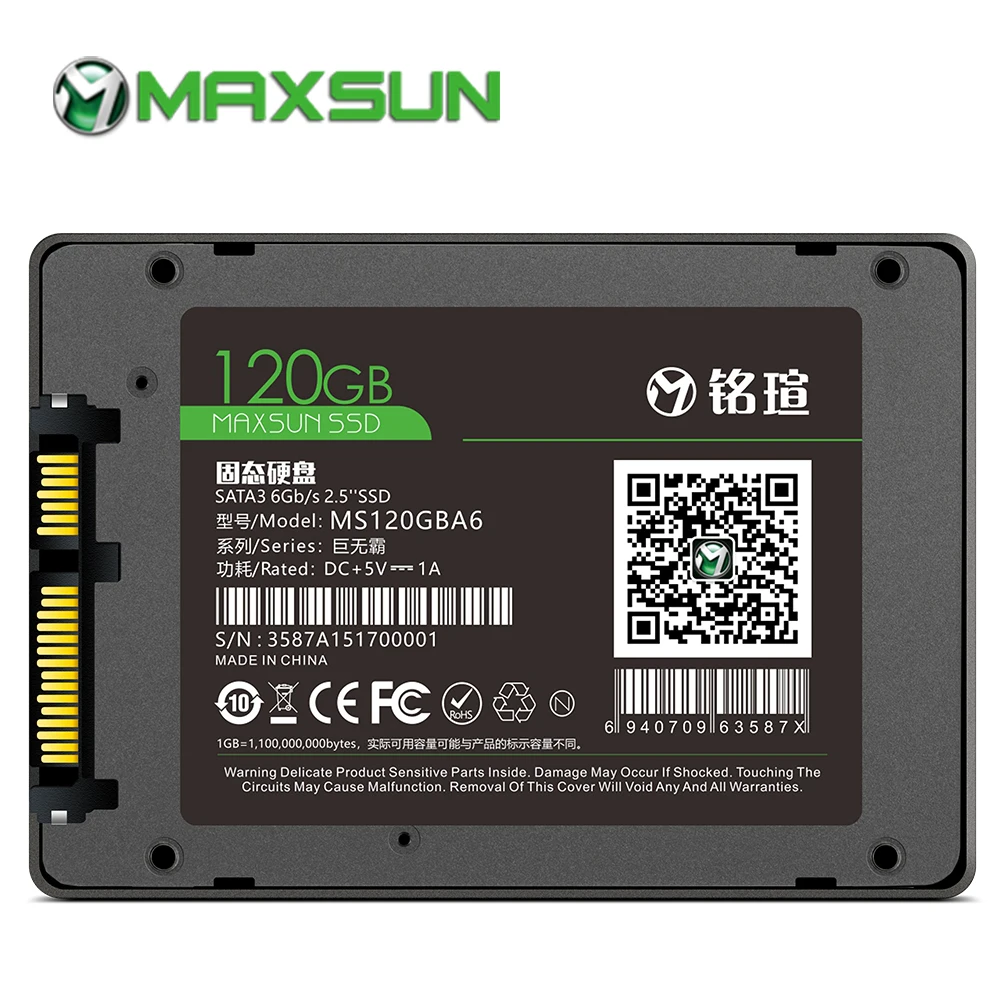 MAXSUN ssd 120 ГБ 2 5 дюймовый sata iii 3D NAND Flash 3 года гарантии TLC SMI Внутренний твердотельный