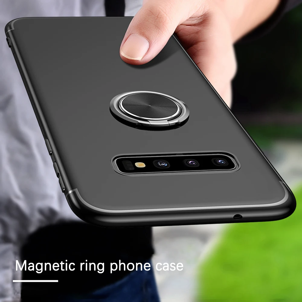 Eqvvol подставка с магнитным кольцом чехол для samsung Galaxy S9 S10 PLus S10e полный TPU Мягкий