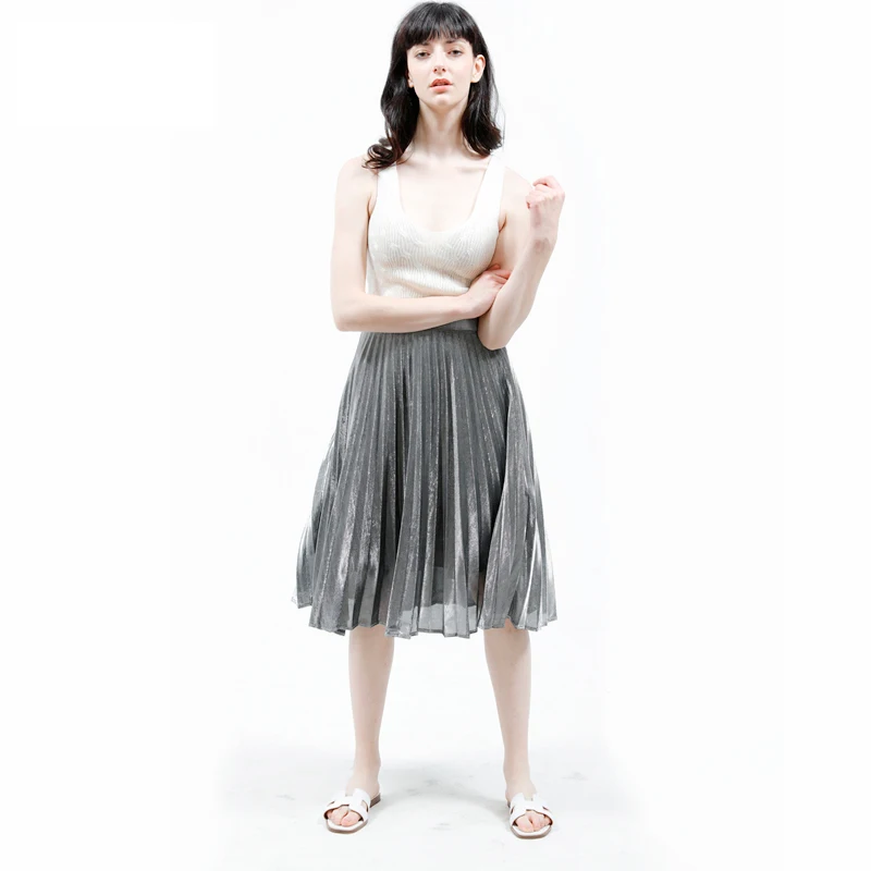 Женская плиссированная юбка Heydress длинная с широкой юбкой цвета золотого серебряного фиолетового синего