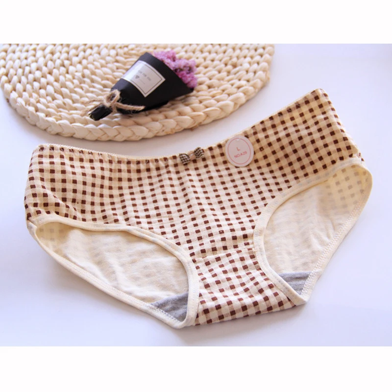 4 шт. милые хлопковые трусики в клетку с бантиком | Мать и ребенок