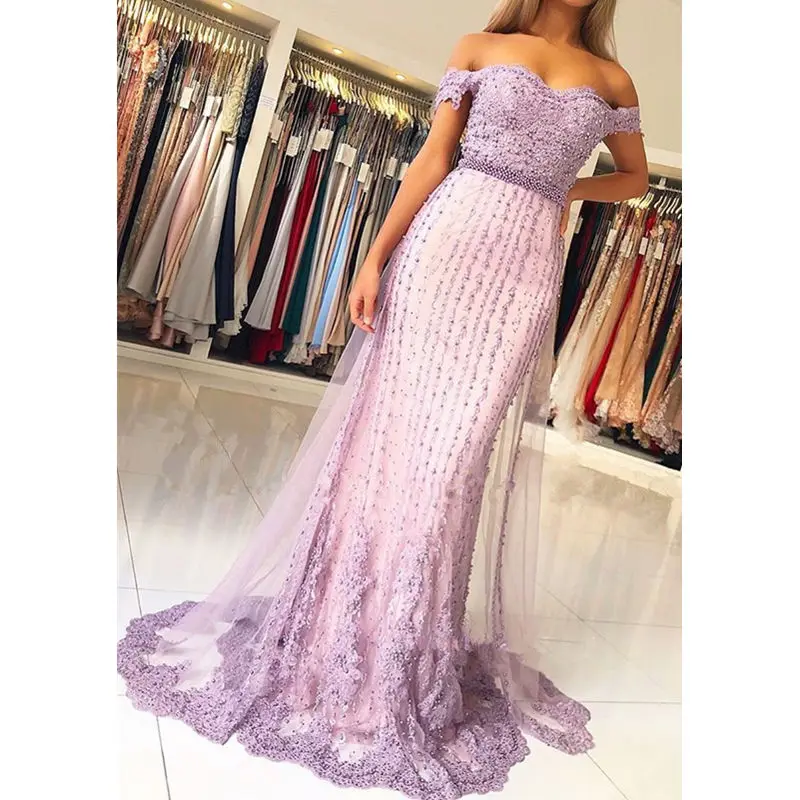 Элегантные светильник-фиолетовые платья русалки для выпускного вечера длинные