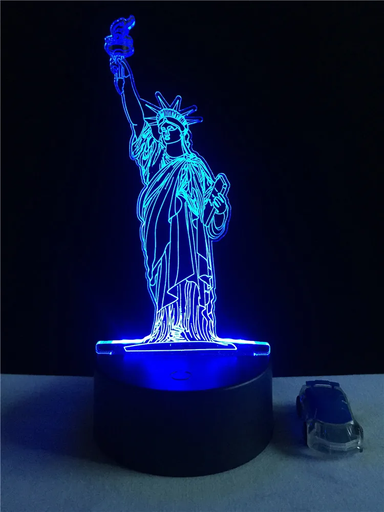 США Статуя Свободы 3D лампа светодиодный ночник с USB Touch RGB цвета Изменение стол ночник прикроватный домашний декор