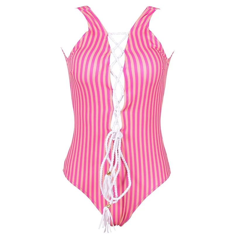 Женский купальник с лямкой на шее KayVis винтажный принтом монокини пляжная одежда