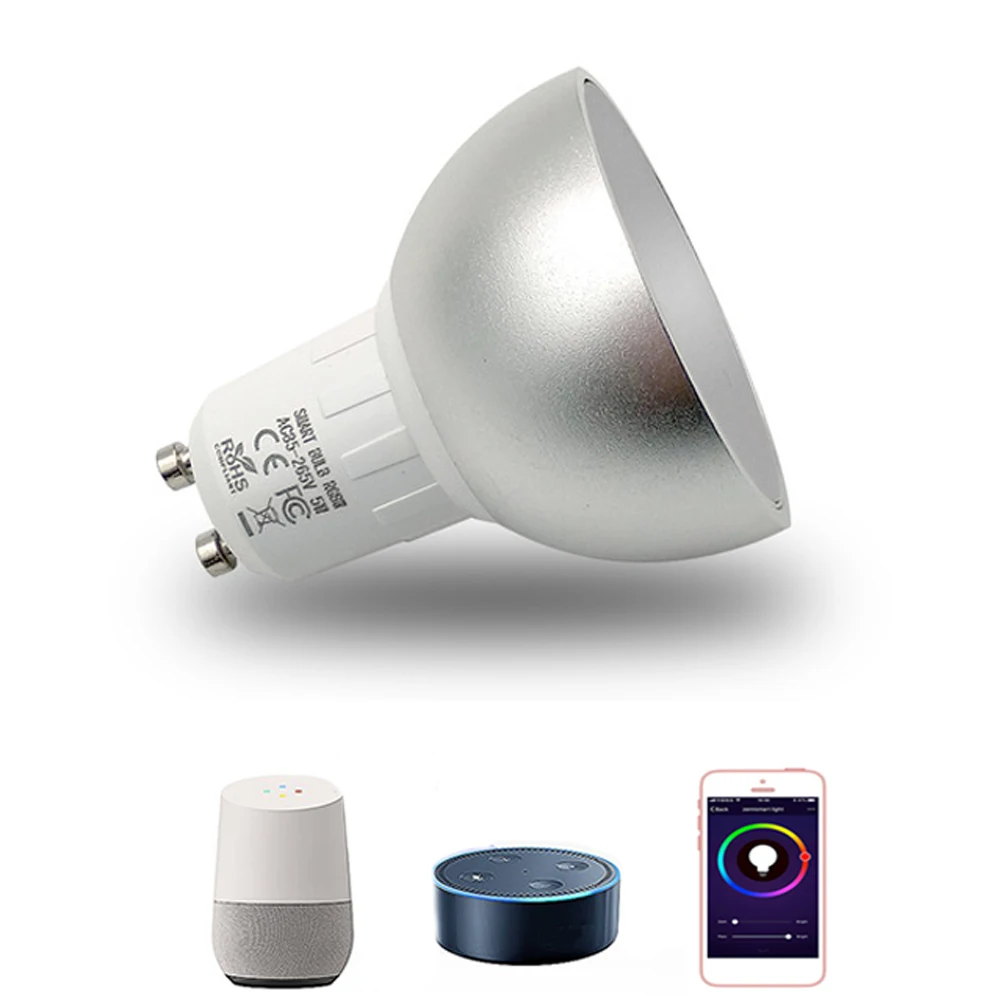 

НОВЫЙ GU10 5 Вт WiFi Smart APP потолочный светодиодный светильник RGBW лампа дистанционное управление работа с Alexa echo Google Home IFTTT помощь AC85-265V