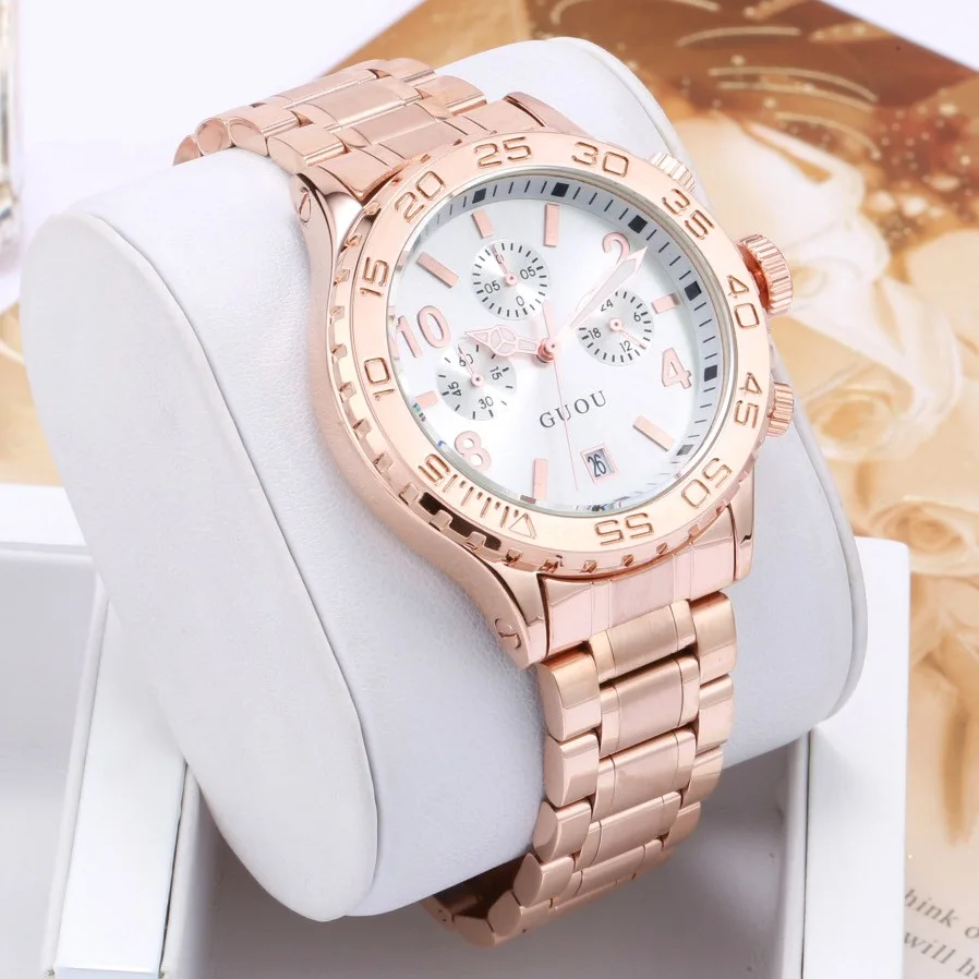 Luxury GUOU Multifunction Women Men Watches 3 Small Working Remove Dials Calendar Wristwatch Watch Clock for Ladies Female | Наручные