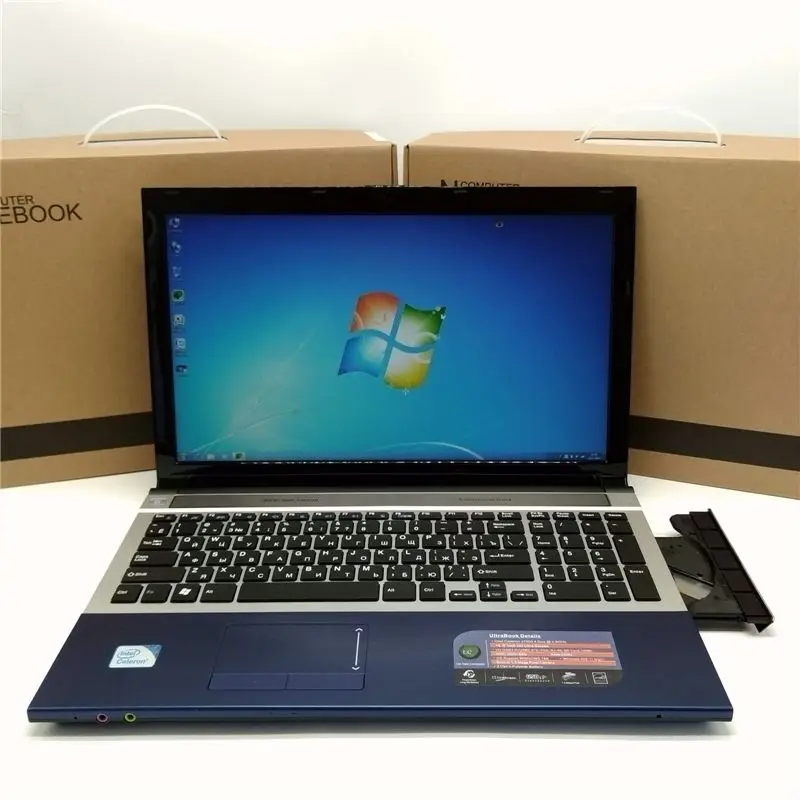 15 дюймов игровой ноутбук компьютер Wtih DVD 8 ГБ DDR3 Ram 750 Гб HDD in-tel Pentium четырехъядерный