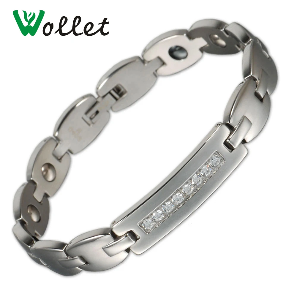 Wollet ювелирные изделия магнитный браслет из нержавеющей стали для женщин мужчин CZ