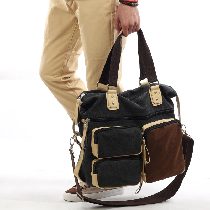 Винтажный Мужской портфель canvs из 100% хлопка в стиле ретро мужская сумка тоут для
