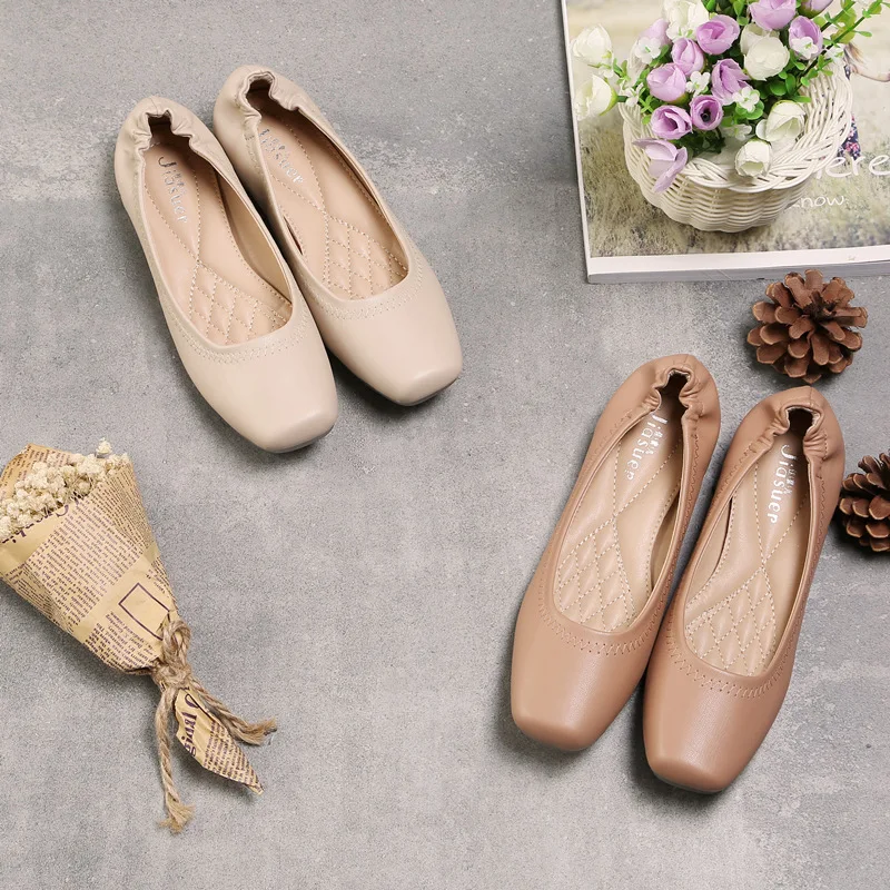 Туфли лодочки Женские однотонные без шнуровки Повседневные базовые с квадратным