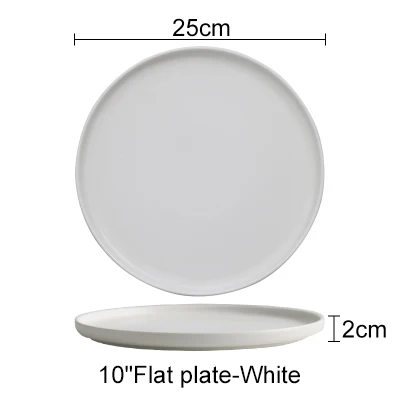 10 inch flat plate Матовая синяя и белая стильная китайская костяная тарелка 6 8 10 дюймовая тарелка для супа плоская тарелка в посудомоечной машине - Цвет: 10 inch flat plate