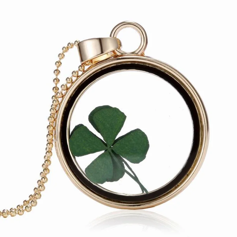 Женское креативное ожерелье с сушеными цветами цепочка золотистого цвета на