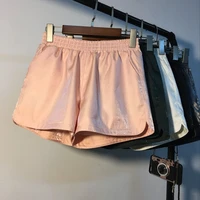 korean fashion flash shorts female spring and summer solid color elastic waist loose wide leg wild a line hot