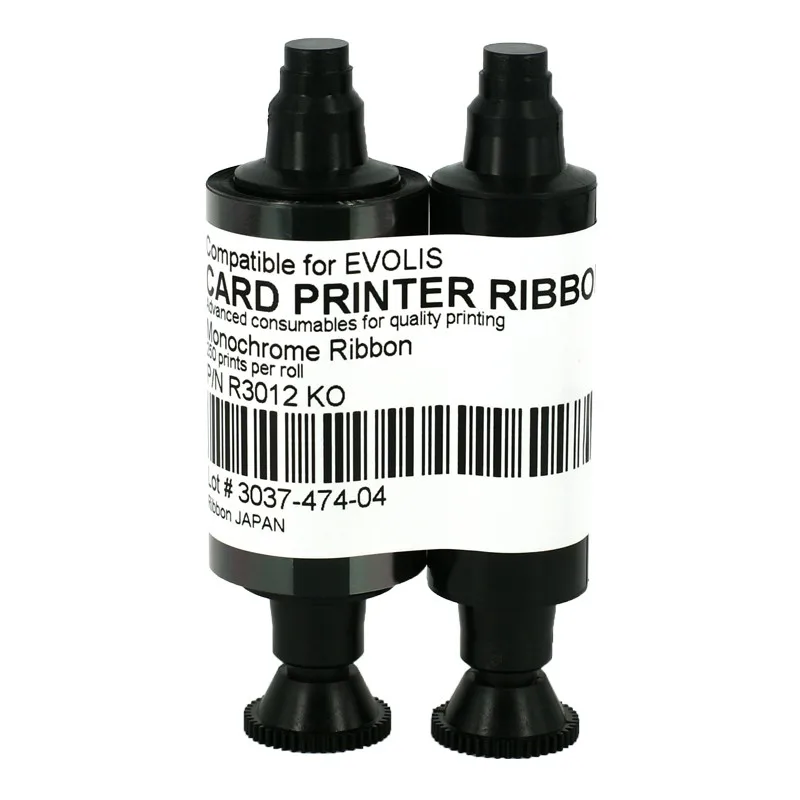 Совместимая монохромная лента Evolis R3012 KO с двумя панелями 250 принтов для принтеров