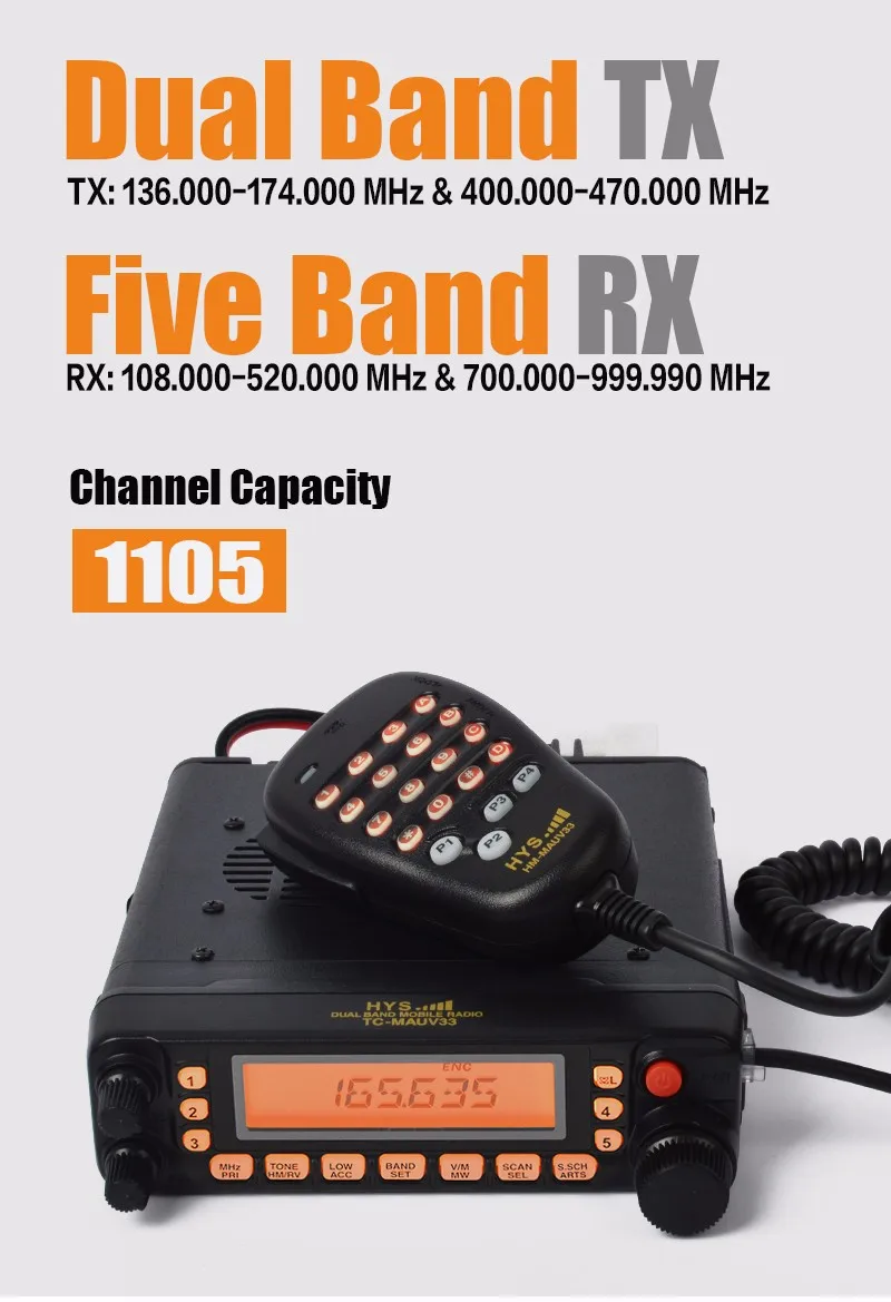 HYS TC MAUV33 автомобиля приемопередатчик УКВ UHF136 174MHz 400 470 мГц рация dual band Мобильный
