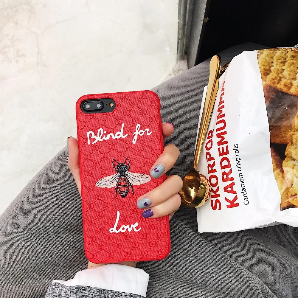 Luxury 3D Snake Bees designer Cover Phone Case soft silicone original for iPhone X 8 8plus 6 6s plus 7 7Plus couple gift cover | Мобильные