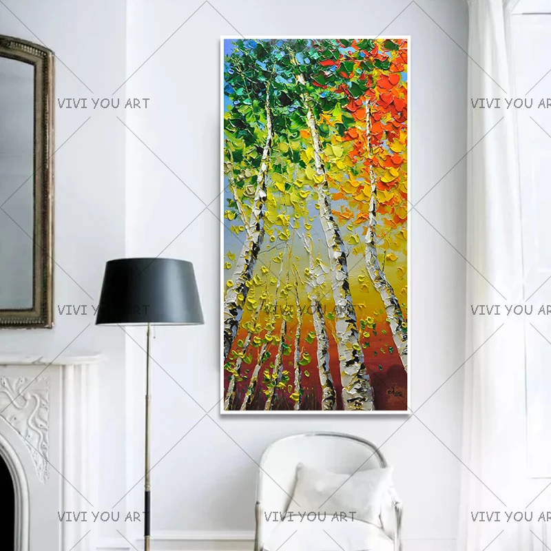 Большой многоцветный нож современные картины деревьев картина маслом на холсте