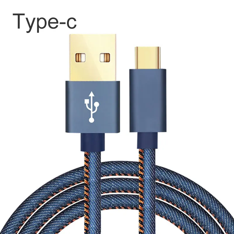 Type-c Micro iOS type-c USB кабель 2A Быстрая зарядка ковбой кабель для передачи данных для умный телефон, планшет на OC Android мобильный телефон usb зарядный шнур - Цвет: Type-c