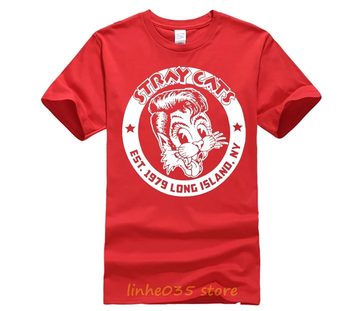 Мода для мужчин s Stray Cats основана 1979 Slim Fit Графическая печатная Футболка Черная