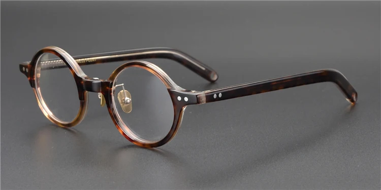Tortoise-brown Винтажные качественные ацетатные очки, классическая круглая оправа HP202, очки для женщин и мужчин, оригинальная коробка, чехол, линзы по рецепту - Цвет оправы: Tortoise-brown