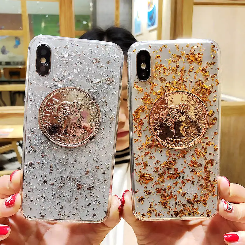 Для iphone XS MAX iPhone 6S 7 Plus 8 X XR 11 Pro чехол Роскошный милый Блестящий Золотой Монетный