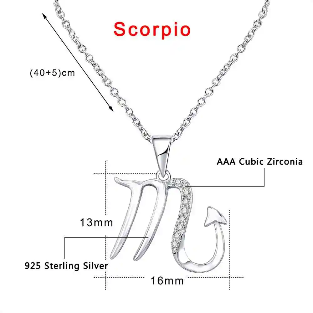 Scorpio ZEMO, настоящее 925 пробы, серебряное ожерелье с 12 созвездиями, колье с кристаллами, знак зодиака, ожерелье для женщин, ожерелье с астрологией - Окраска металла: Scorpio