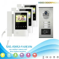 smartyiba 3 units video door phone doorbell intercom kit with 2pcs rfid keyfobs multi apartment building video intercom system