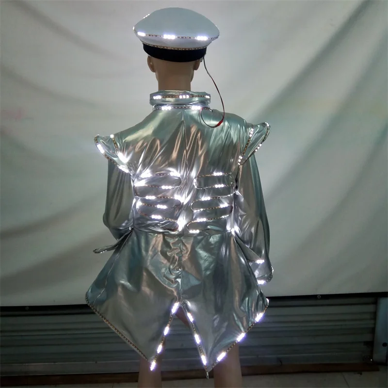 Светодиодная светящаяся униформа для официанта с очками шляпа одежда сцены
